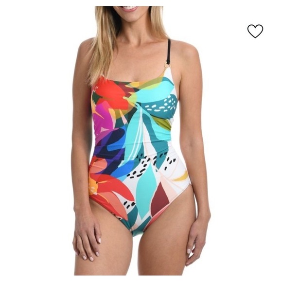 NEW La Blanca Eclectic Shore One Piece Swimsuit Size 12 Multicolor Tummy Control - Picture 1 of 6